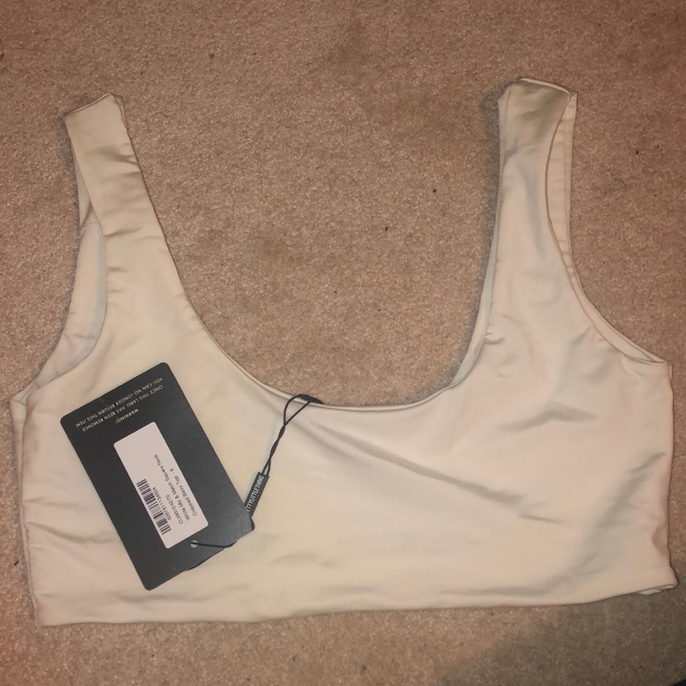 White square neck crop bikini top